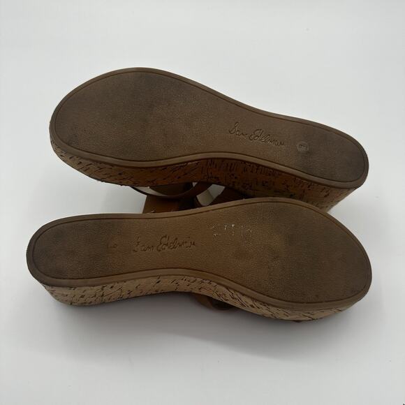 Sam Edelman Rayna sandals cork wedge tan women's 9 M - Picture 4 of 8